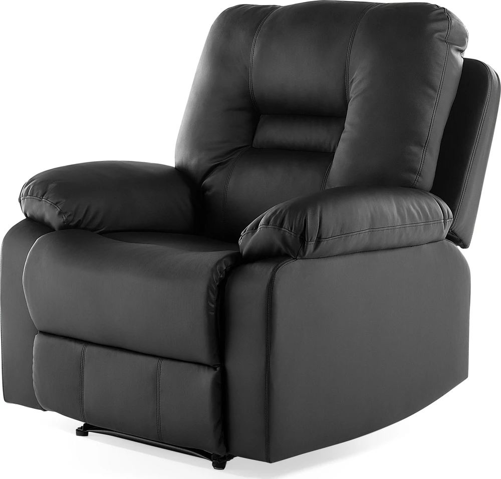 Sofa Beliani 6 vietų svetainės baldų komplektas su rankine atsipalaidavimo funkcija BERGEN juodas dirbtinės odos