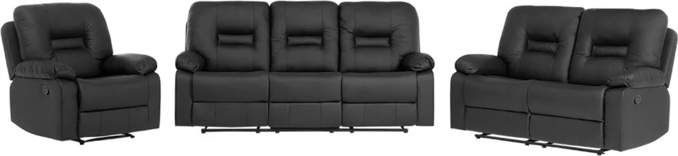 Sofa Beliani 6 vietų svetainės baldų komplektas su rankine atsipalaidavimo funkcija BERGEN juodas dirbtinės odos