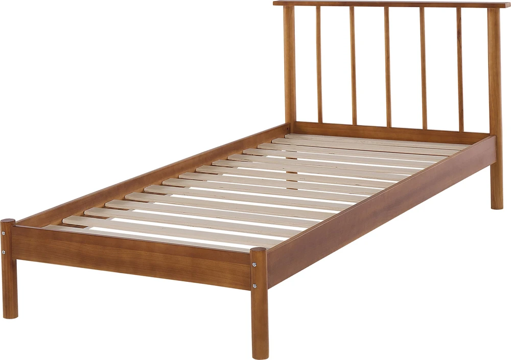 Lova Beliani Viengulė lovos rėmas BARRET 90 x 200 cm, ruda, pušies mediena