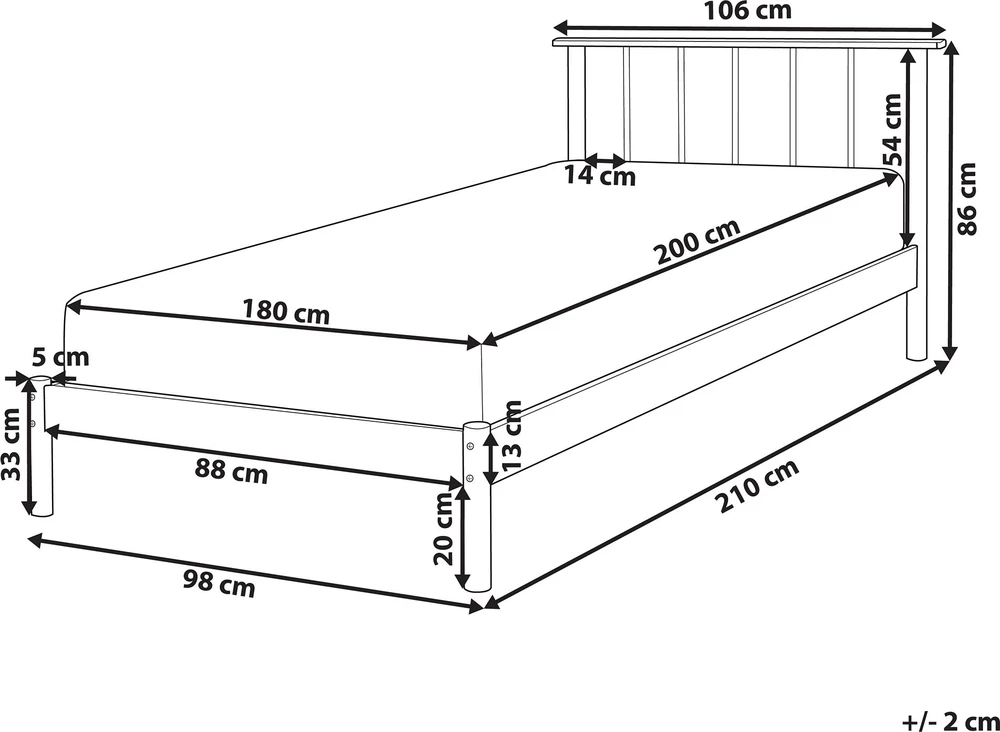 Lova Beliani Viengulė lovos rėmas BARRET 90 x 200 cm, ruda, pušies mediena