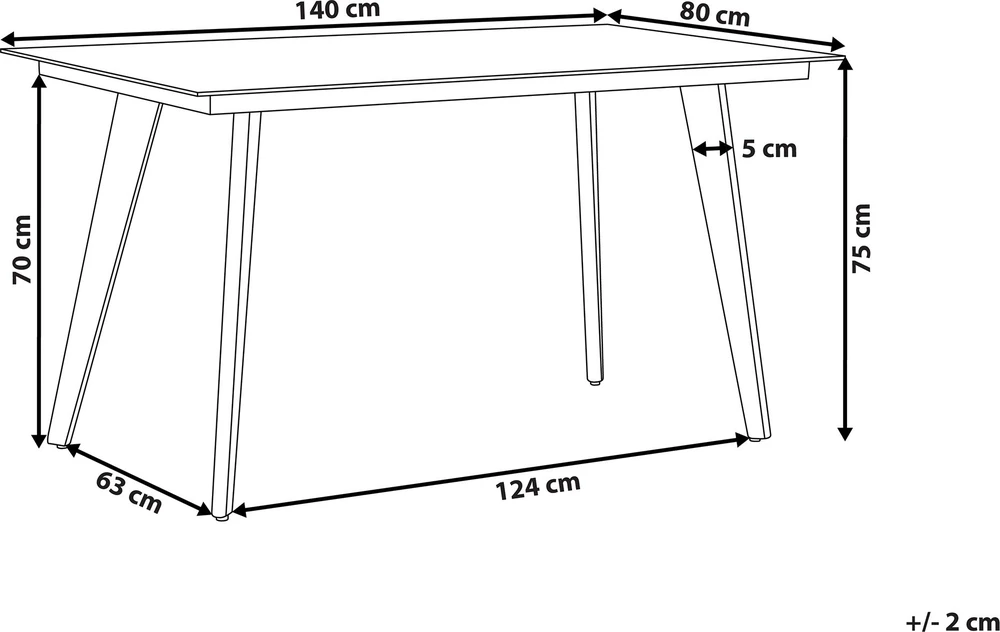 Beliani Sodo stalas MILETO 140 cm 80 cm, stiklinis, pilkas