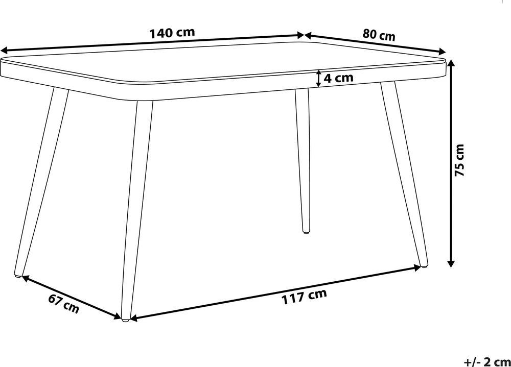 Beliani Sodo stalas LIPARI 140x80 cm, stiklinis, pilkas