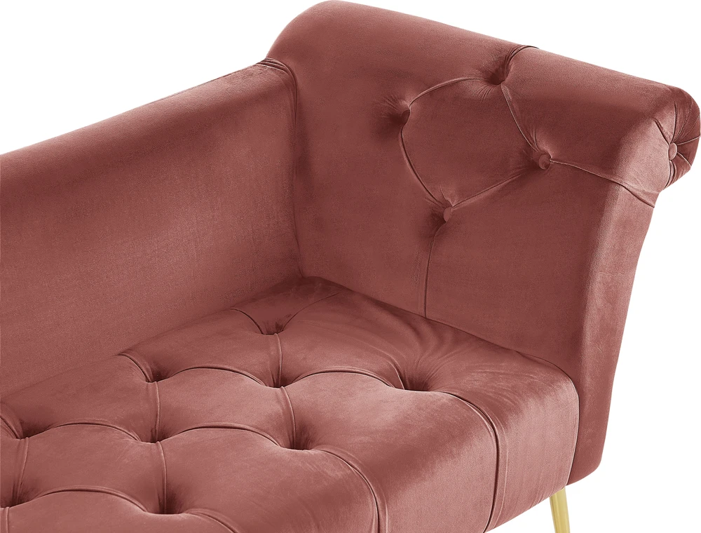 Sofa Beliani Šezlongas NANTILLY velvetinis rausvas