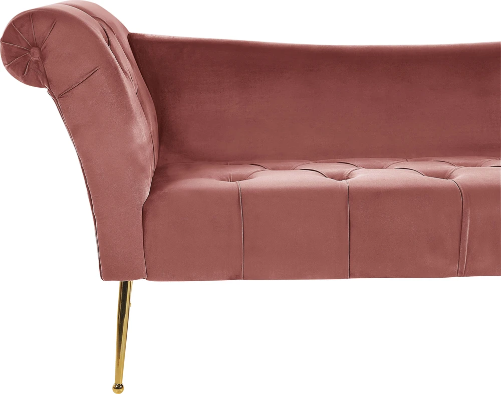 Sofa Beliani Šezlongas NANTILLY velvetinis rausvas