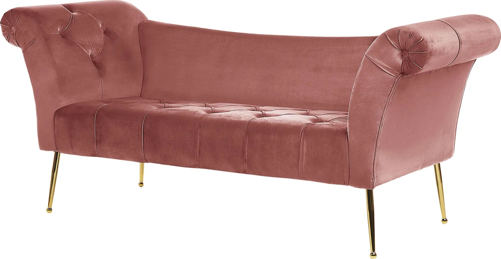 Sofa Beliani Šezlongas NANTILLY velvetinis rausvas