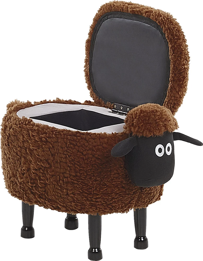 Fotelis Beliani Gyvūno formos pufas su daiktadėže SHEEP, rudas ėriukas