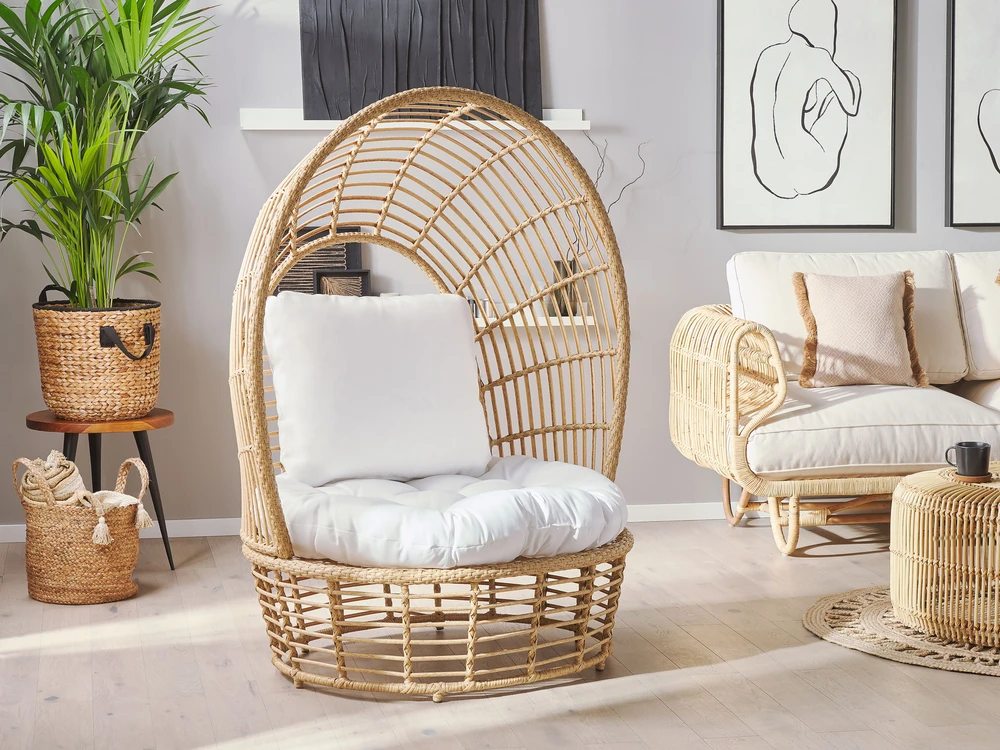 Fotelis Beliani Sodo krėslas LIDO Rattan smėlio spalvos