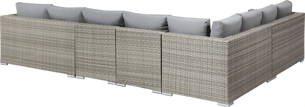 Lauko baldų komplektas Beliani Modulinis sodo baldų komplektas 8 asmenims XXL Dešininis Pilkas Technorattan