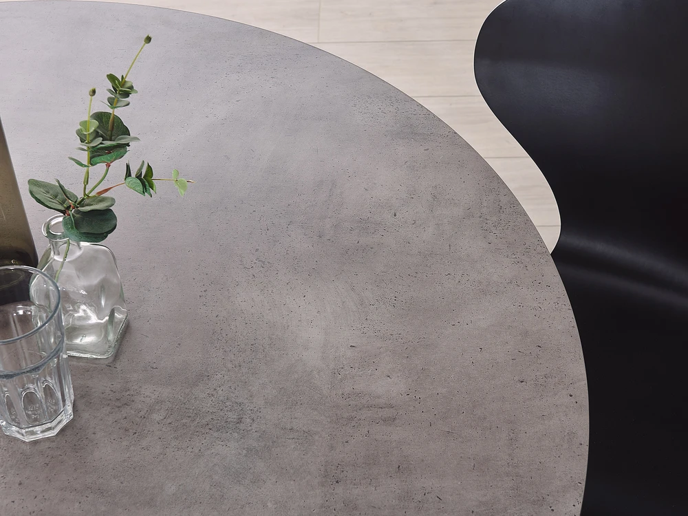Beliani Valgomojo stalas ODEON Pilkas betono efektas 120 cm 120 cm