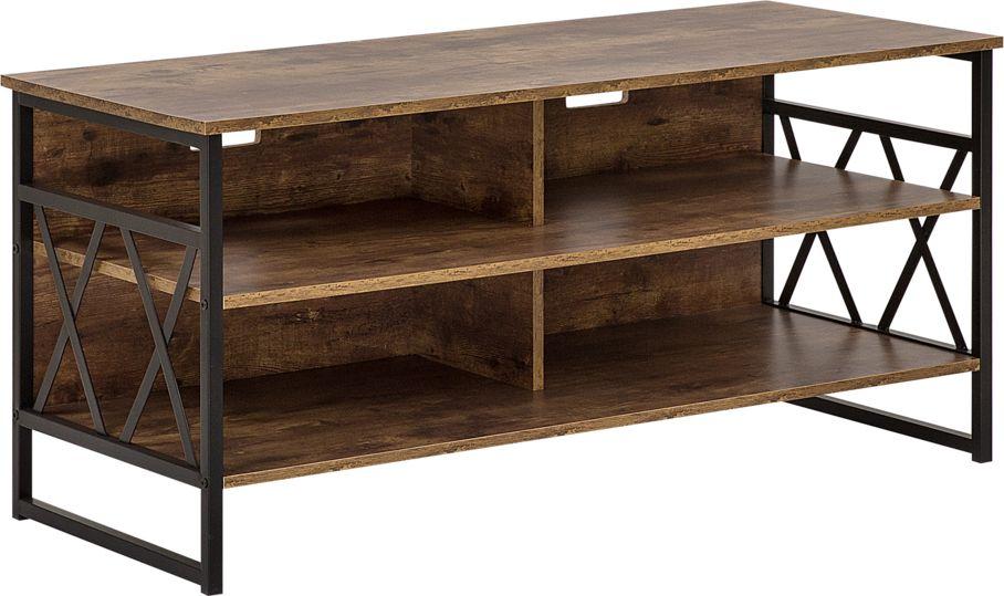 Beliani TV staliukas TV Stand Tamsi Medis with Juoda CARLISLE 200886 (Juoda + Tamsus medis)