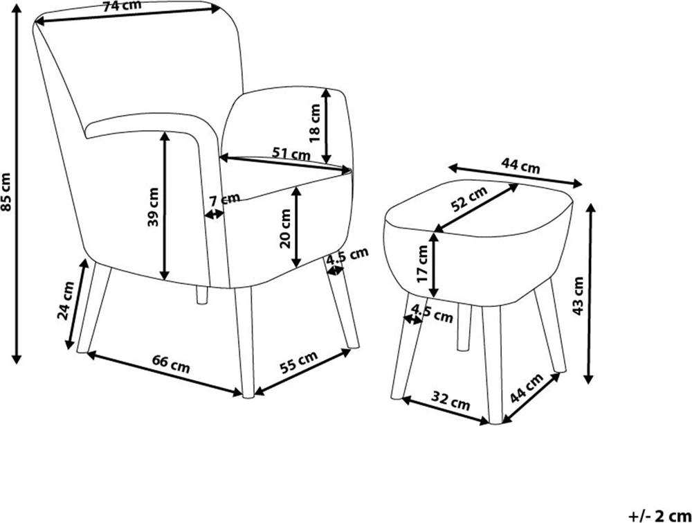 Sofa Beliani Fotel TUMBA su pakoja, spalvotas
