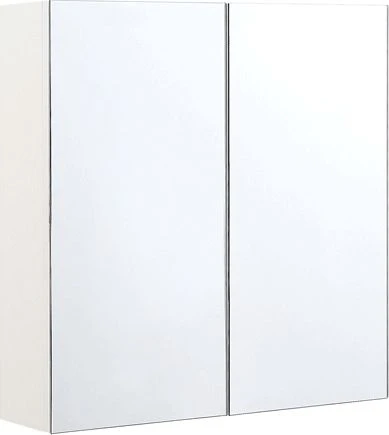 Beliani Pakabinama vonios spintelė su veidrodžiu NAVARRA 60 cm 60 cm Balta