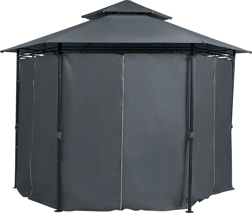 Beliani Sodo paviljonas PORTEL Metal 350 cm 350 cm grafito spalvos
