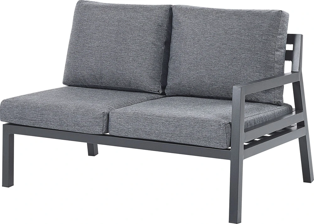 Lauko baldų komplektas Beliani Sodo kampinė sofa su staliuku 5 asmenims VIZZINI, pilka, metalinė