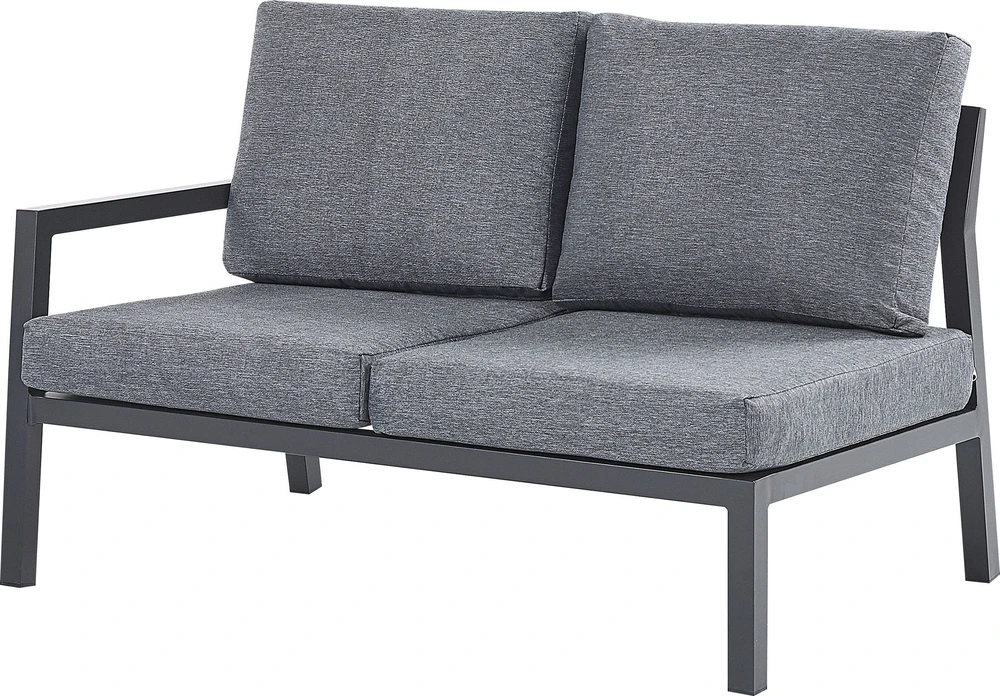 Lauko baldų komplektas Beliani Sodo kampinė sofa su staliuku 5 asmenims VIZZINI, pilka, metalinė
