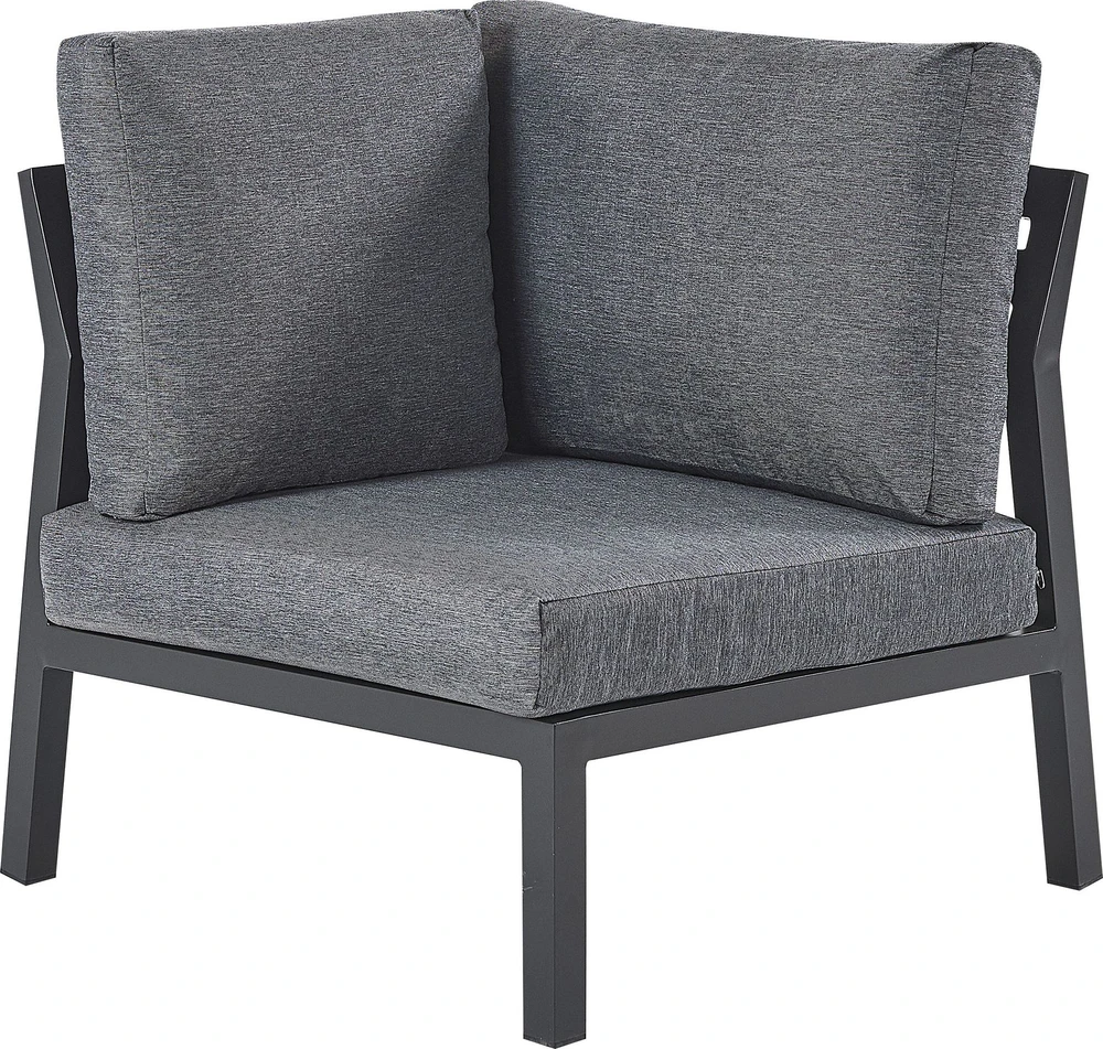 Lauko baldų komplektas Beliani Sodo kampinė sofa su staliuku 5 asmenims VIZZINI, pilka, metalinė