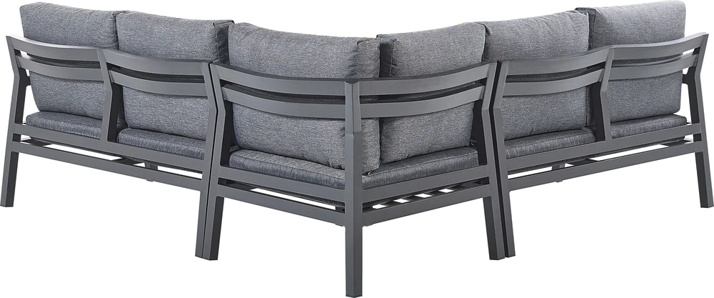 Lauko baldų komplektas Beliani Sodo kampinė sofa su staliuku 5 asmenims VIZZINI, pilka, metalinė