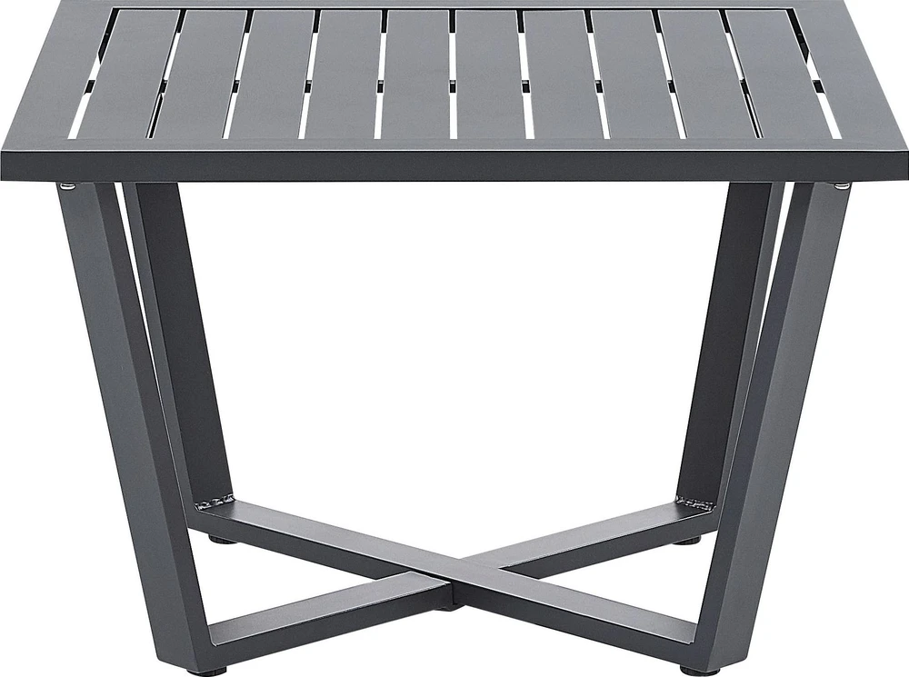 Lauko baldų komplektas Beliani Sodo kampinė sofa su staliuku 5 asmenims VIZZINI, pilka, metalinė