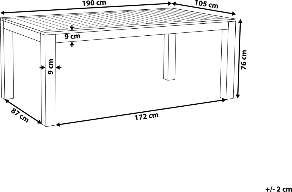 Beliani Sodo stalas MONSANO 190 cm 105 cm eukalipto mediena rudas
