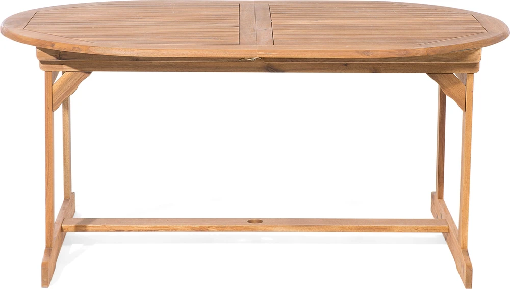 Beliani Išskleidžiamas sodo stalas MAUI 160/220 cm 100 cm Akacijos mediena Šviesiai rudas