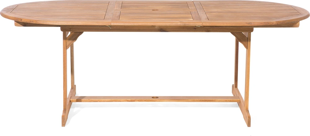 Beliani Išskleidžiamas sodo stalas MAUI 160/220 cm 100 cm Akacijos mediena Šviesiai rudas