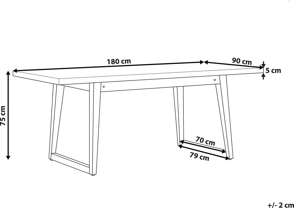 Beliani Sodo stalas ORIA 180 cm 90 cm betono spalvos pilkas
