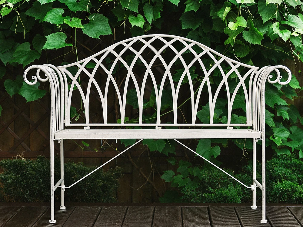 Beliani Sodo suoliukas MILAZZO 130 cm, metalinis, baltas