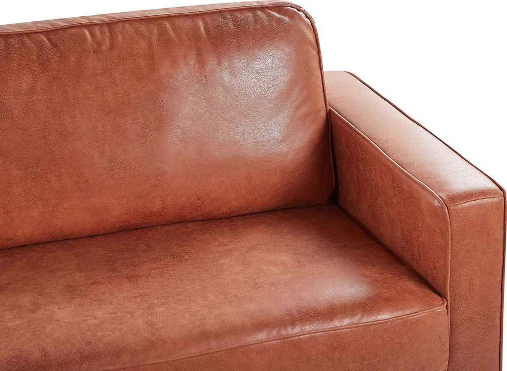 Beliani 3 vietų sofa SAVALEN ekologiška oda, auksinė ruda