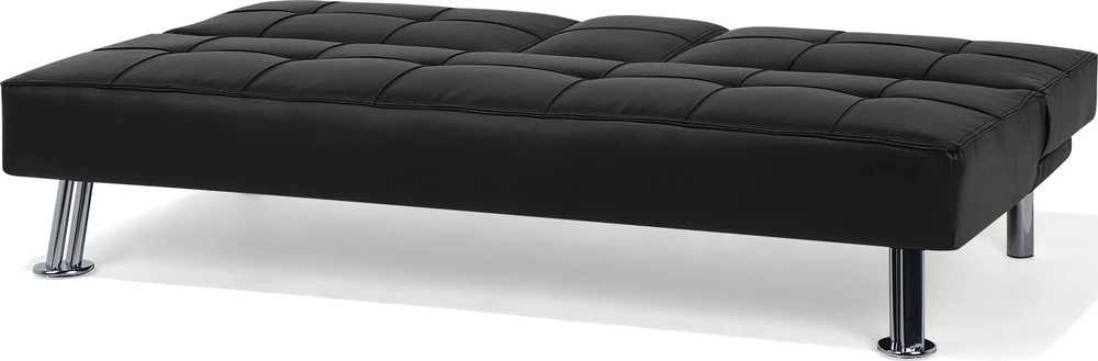 Beliani Trivietė sofa-lova ROXEN iš eko odos, juoda
