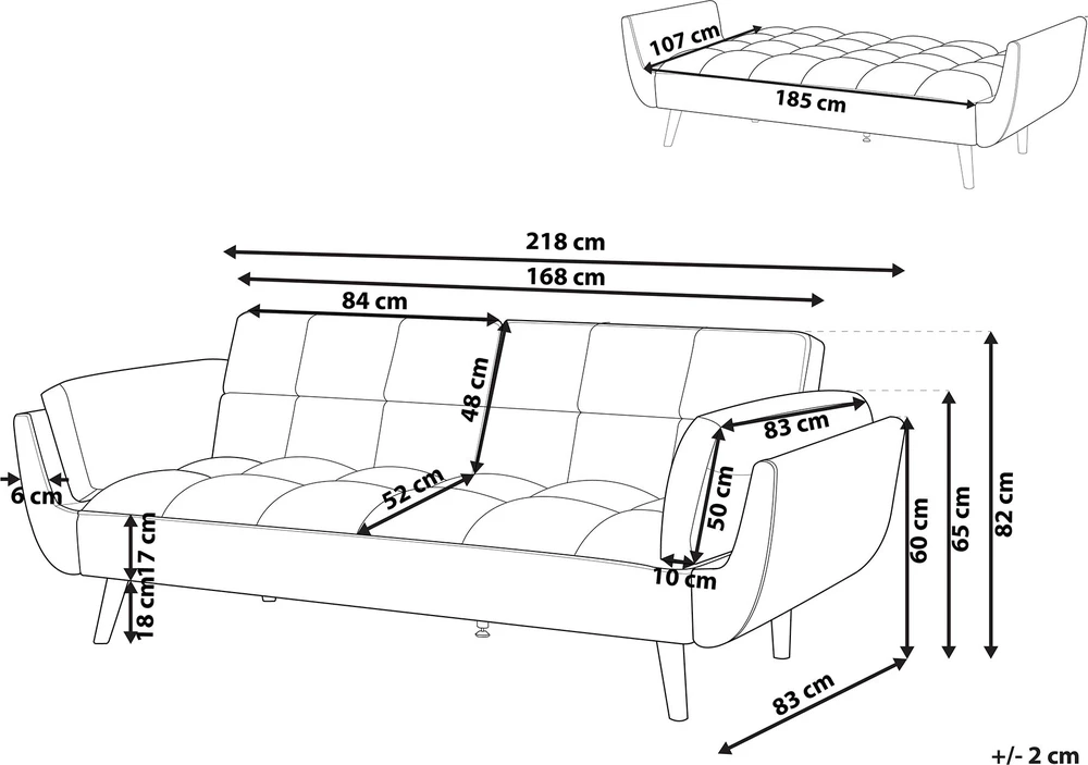 Beliani ASBY 3 vietų išskleidžiama sofa, veliūras, žalia