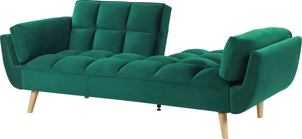Beliani ASBY 3 vietų išskleidžiama sofa, veliūras, žalia