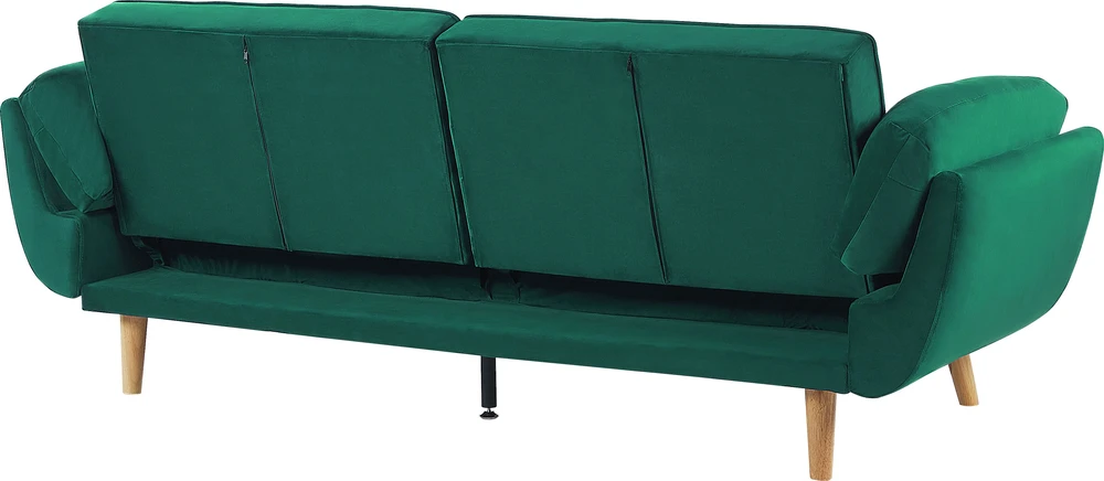 Beliani ASBY 3 vietų išskleidžiama sofa, veliūras, žalia