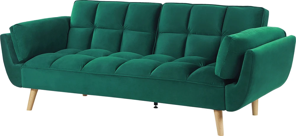 Beliani ASBY 3 vietų išskleidžiama sofa, veliūras, žalia