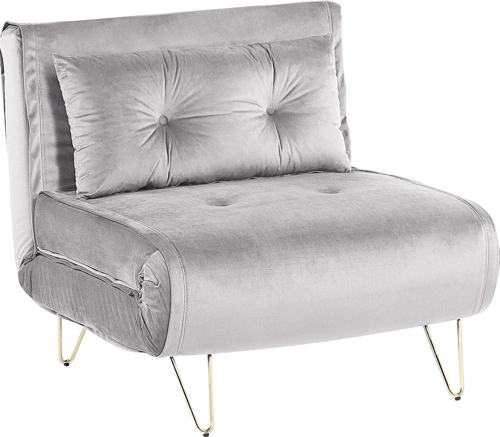 Beliani Vienvietė išskleidžiama sofa VESTFOLD, veliūrinė, pilka