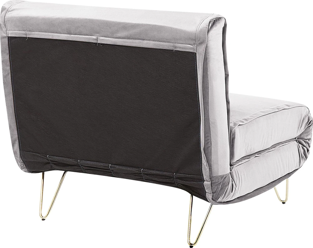 Beliani Vienvietė išskleidžiama sofa VESTFOLD, veliūrinė, pilka