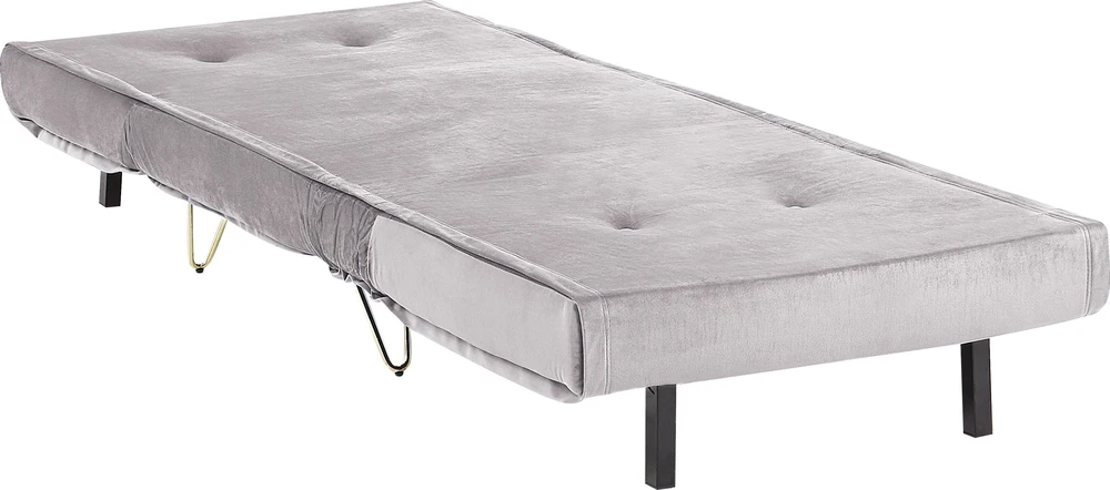 Beliani Vienvietė išskleidžiama sofa VESTFOLD, veliūrinė, pilka