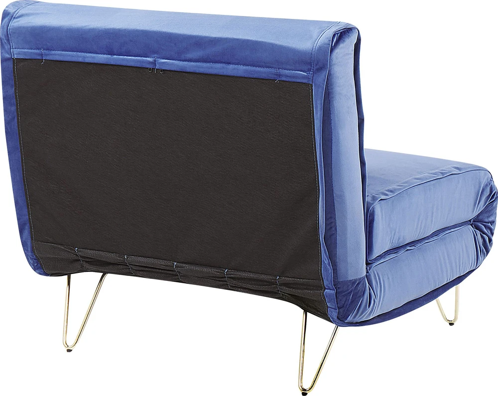 Beliani Viengulė išskleidžiama sofa VESTFOLD, veliūras, tamsiai mėlyna