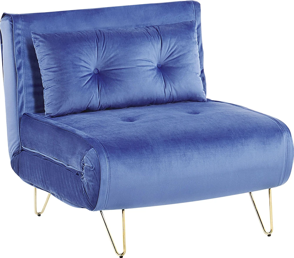 Beliani Viengulė išskleidžiama sofa VESTFOLD, veliūras, tamsiai mėlyna