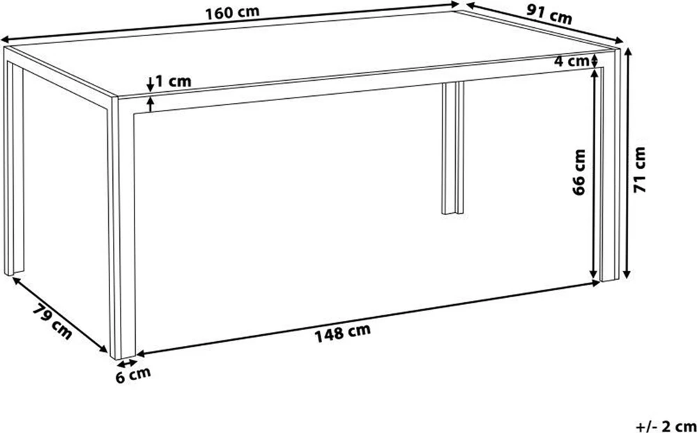 Beliani Sodo stalas CATANIA 160 cm 91 cm stiklinis pilkas