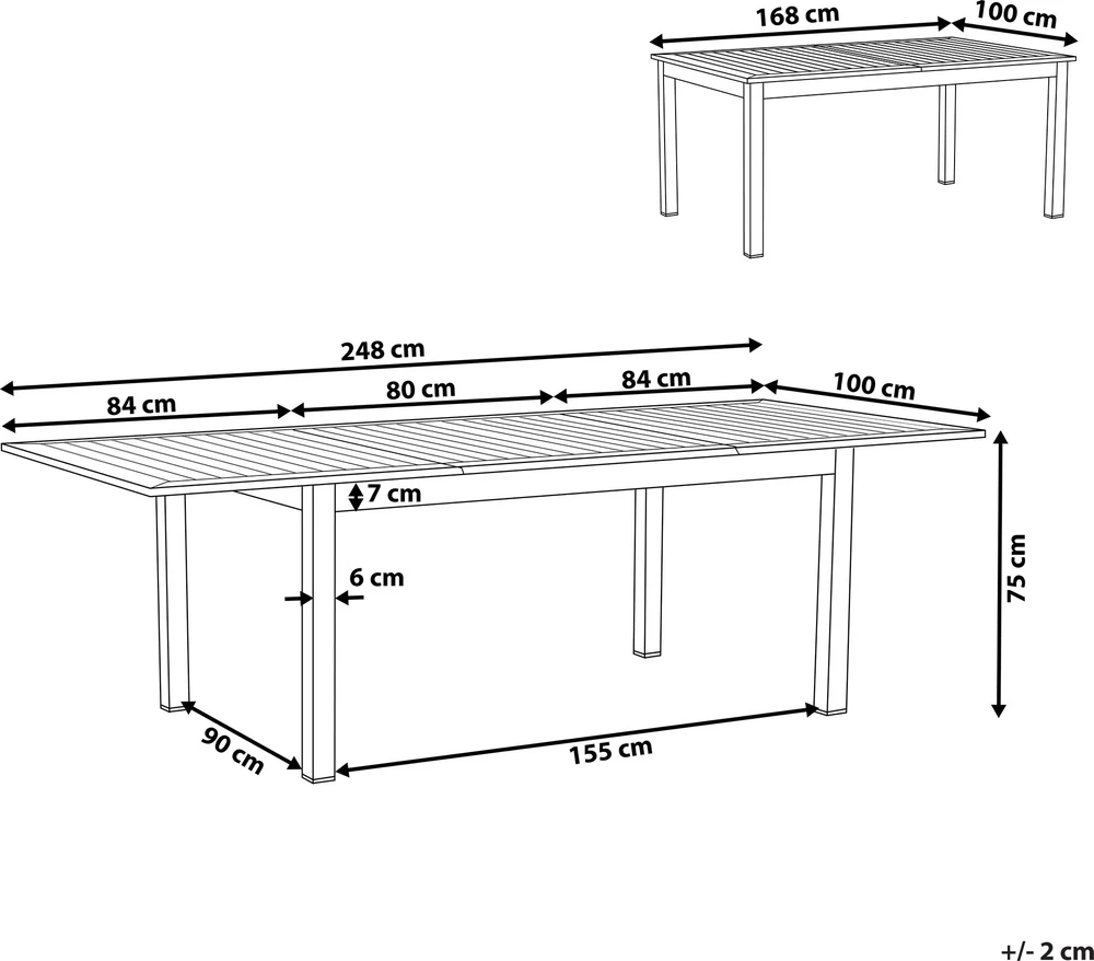 Beliani Išskleidžiamas sodo stalas PANCOLE 168/248 cm 100 cm metalinis pilkas