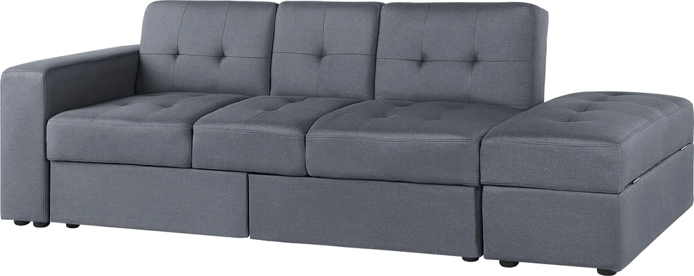 Beliani Trivietė išskleidžiama sofa FALSTER tamsiai pilka su daiktadėže