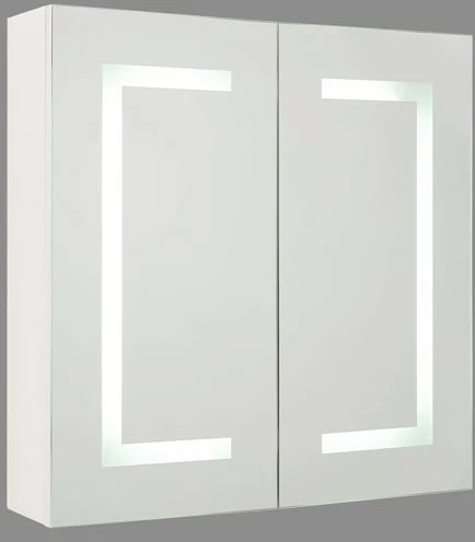 Beliani Pakabinama vonios kambario spintelė su LED veidrodžiu MAZARREDO 60 x 60 cm, balta