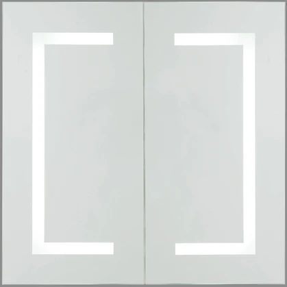 Beliani Pakabinama vonios kambario spintelė su LED veidrodžiu MAZARREDO 60 x 60 cm, balta