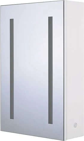 Beliani Pakabinama vonios kambario spintelė su LED veidrodžiu CAMERON 40 cm 60 cm Balta