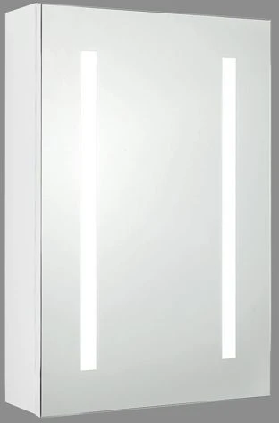 Beliani Pakabinama vonios kambario spintelė su LED veidrodžiu CAMERON 40 cm 60 cm Balta