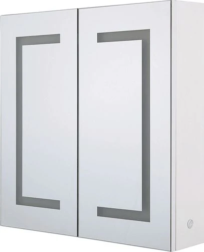 Beliani Pakabinama vonios kambario spintelė su LED veidrodžiu MAZARREDO 60 x 60 cm, balta