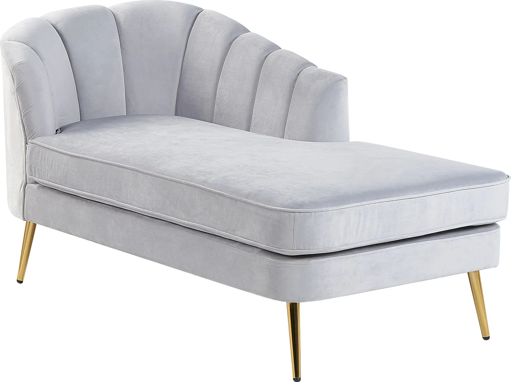 Sofa Beliani Kairysis šezlongas ALLIER, veliūras, šviesiai pilkas