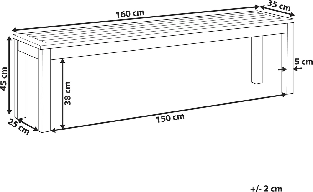 Beliani Sodo suoliukas TUSCANIA 160 cm, eukalipto mediena, tamsiai rudas