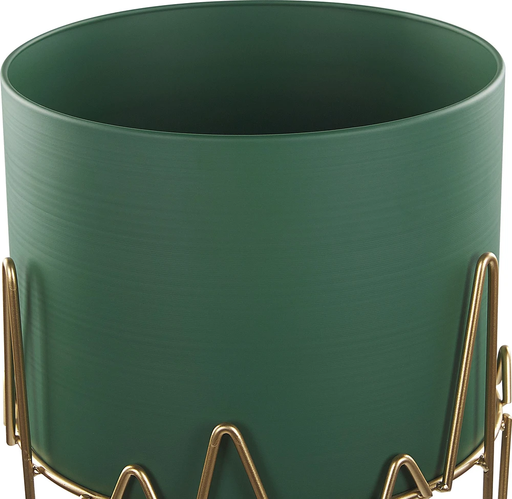 Beliani Gėlių stovas KALANDRA 29 cm tamsiai žalias metalinis