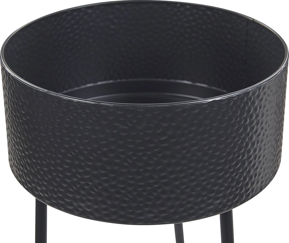Beliani Gėlių stovas LEIKA 29 cm juodas metalinis